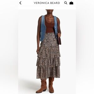 Veronica Beard Shailene tirered paisley-print silk-georgette midi skirt